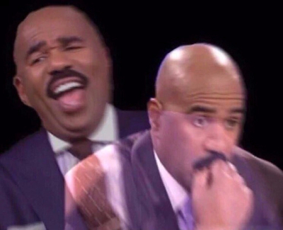 Template meme Steve Harvey Laughing Serious
