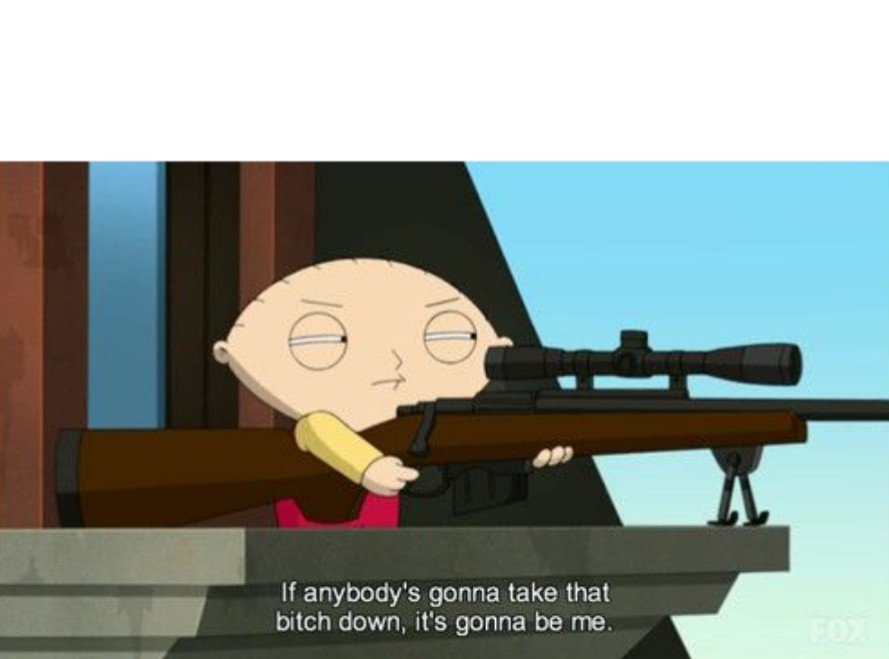 Plantilla de meme stewie griffin: sniper