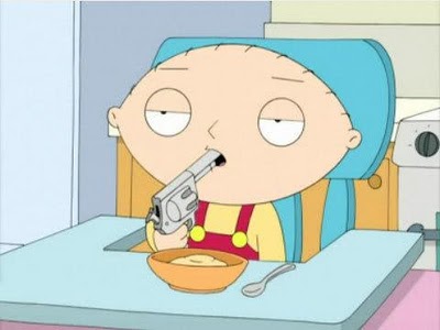 Template meme stewie griffin with gun in mouth