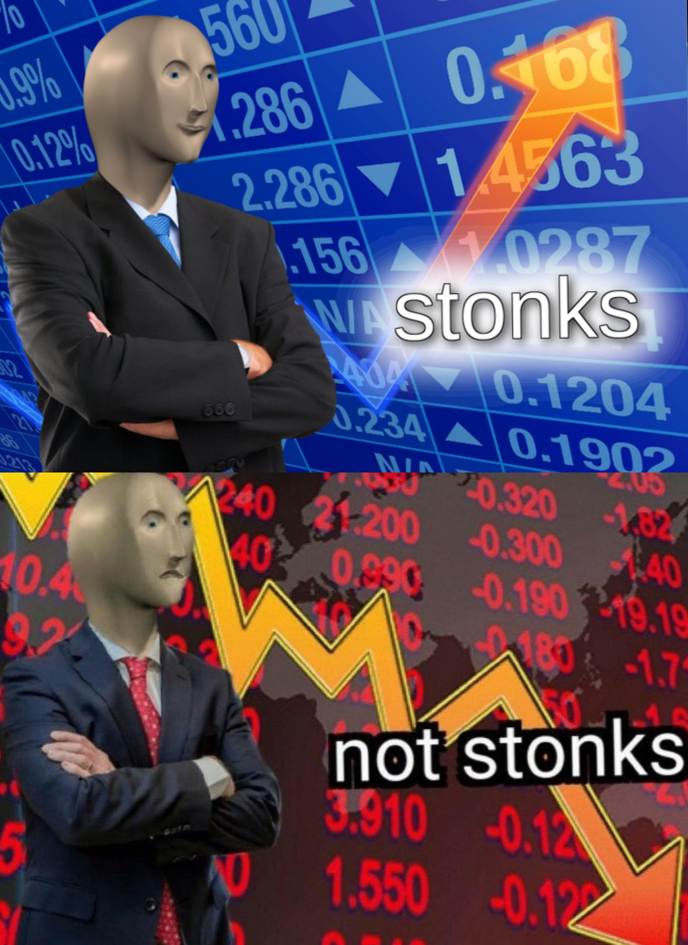 Plantilla de meme Stonks not stonks