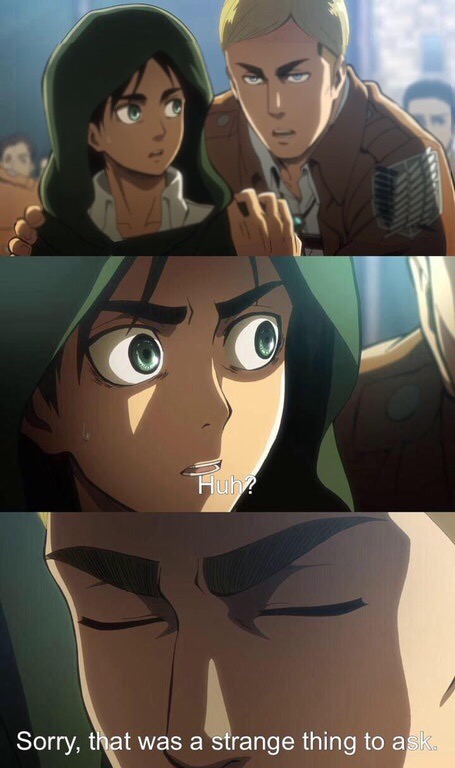 Plantilla de meme Strange question attack on titan