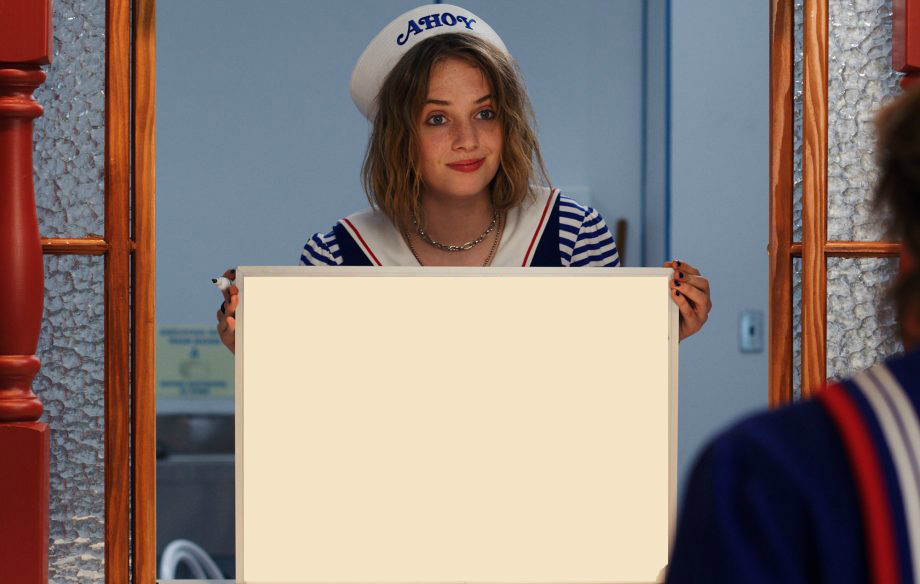 Template meme Stranger things robin sign