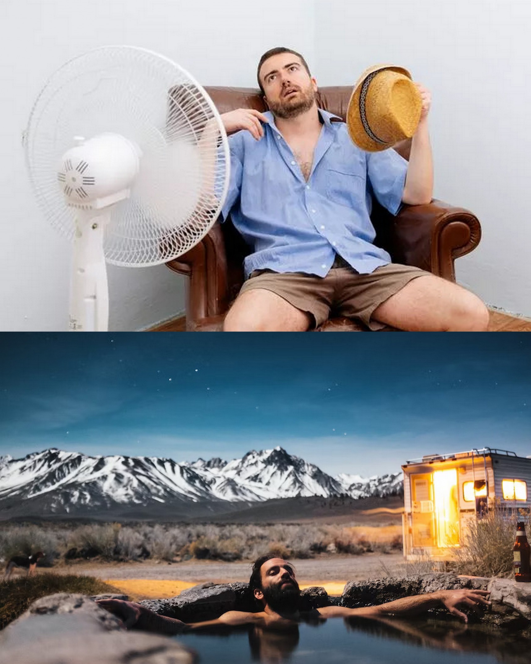 Plantilla de meme Summer Heat Wave Before/After