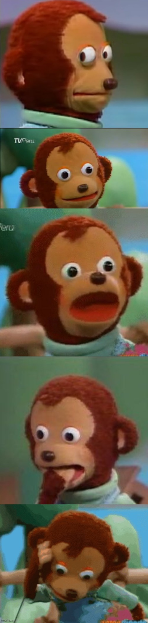 Plantilla de meme Surprised monkey puppet