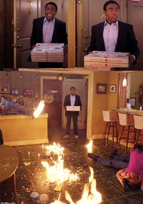 Plantilla de meme Surprised Pizza Delivery