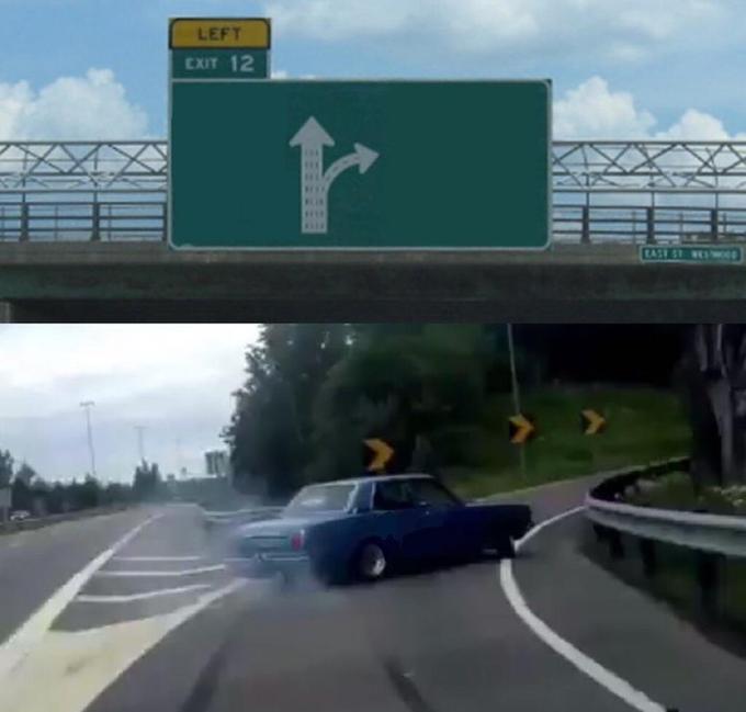 Plantilla de meme Swerving Car