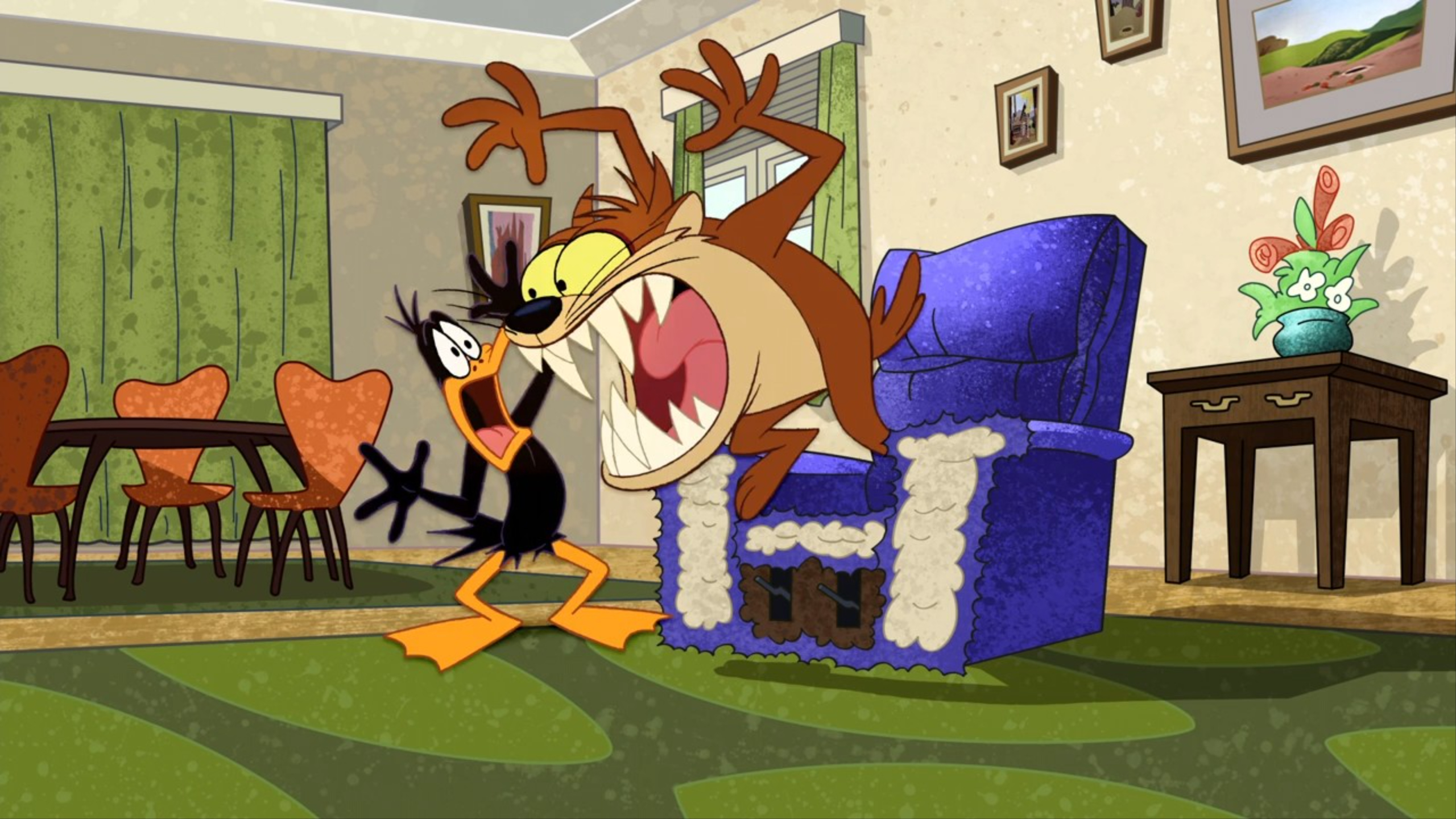 Plantilla de meme Tasmanian Devil vs Daffy Duck