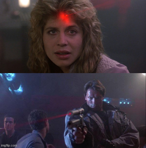 Plantilla de meme Terminator Pointing Gun At Sarah Connor