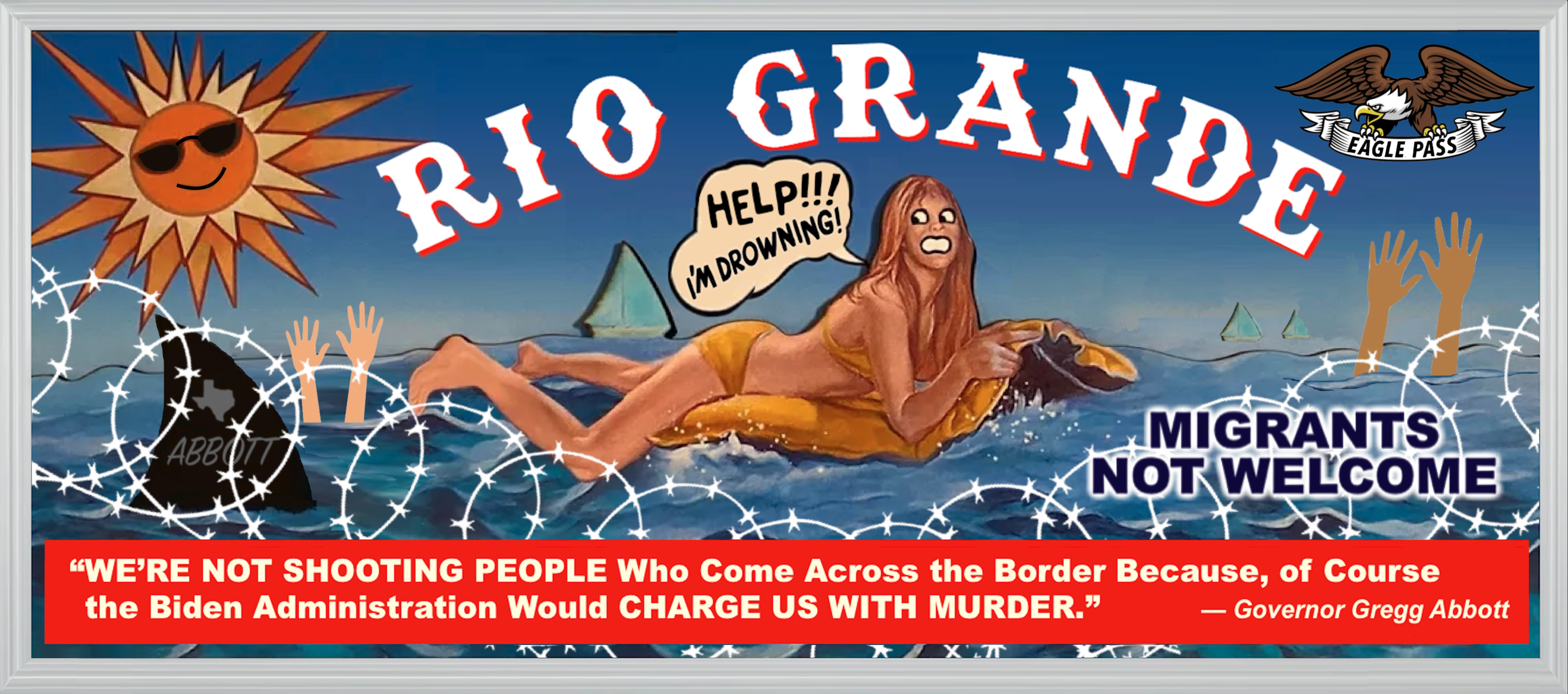 Template meme Texas Mexico Southern Border Rio Grande Migrants Meme