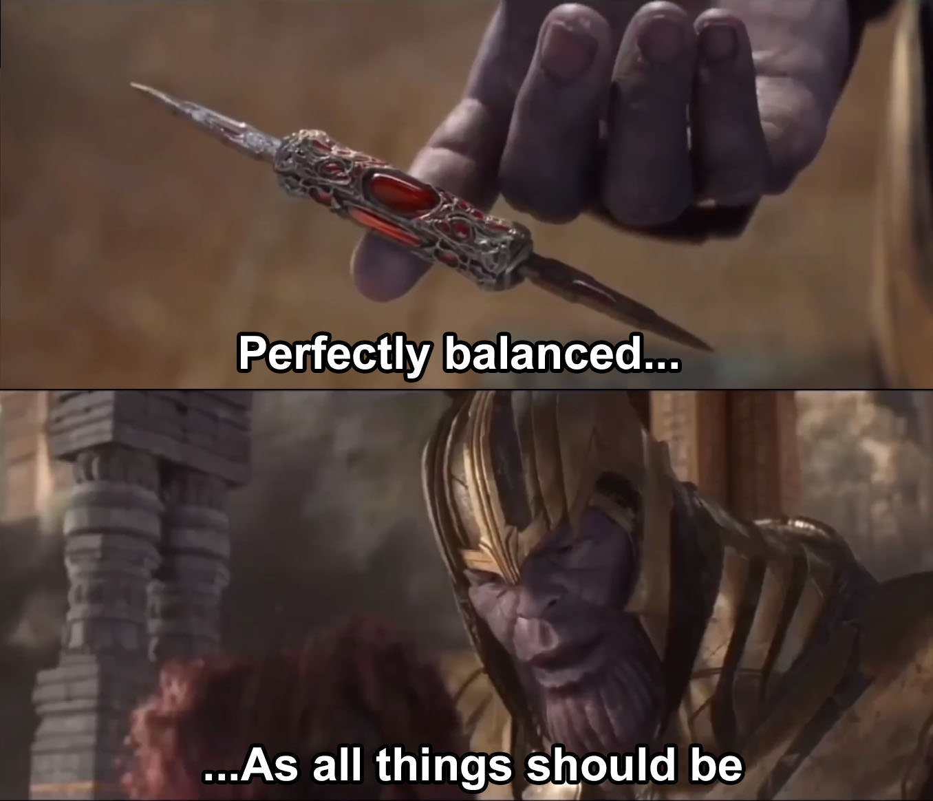 Plantilla de meme Thanos perfectly balanced as all things should be