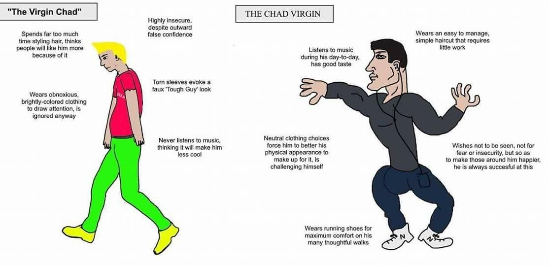 Plantilla de meme The Chad Virgin VS The Virgin Chad