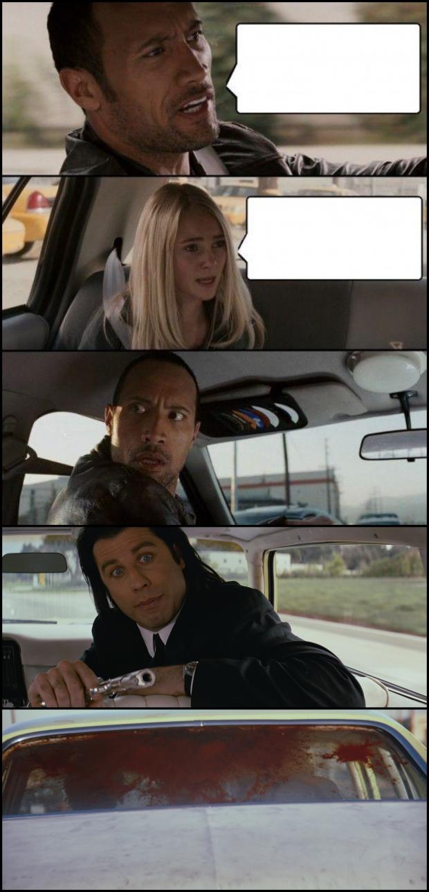 Template meme the rock driving and pulp fiction