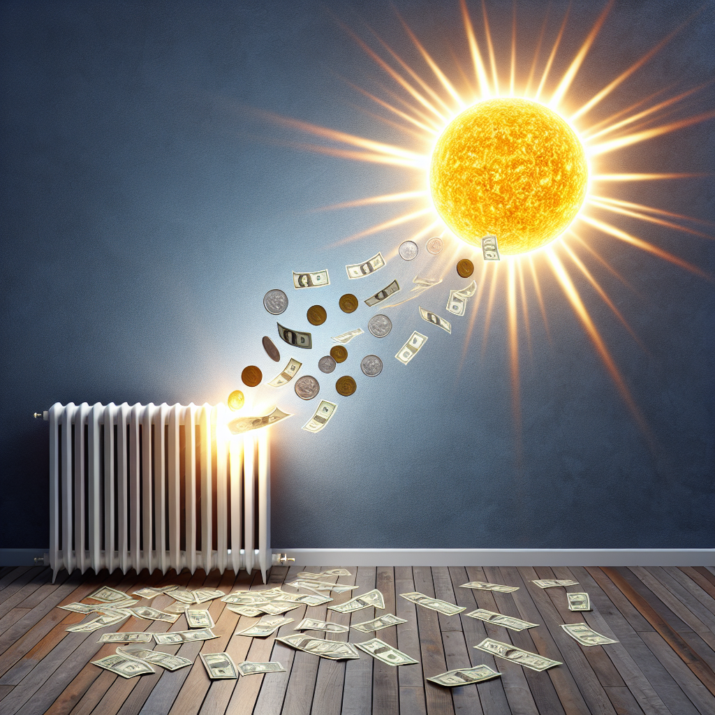 Plantilla de meme The sun reflecting out from behind a wall radiator throwing mone