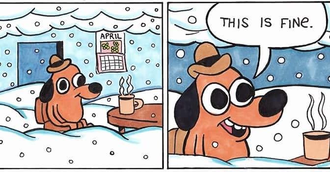 Plantilla de meme this is fine snow