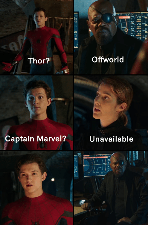 Template meme Thor off-world captain marvel unavailable