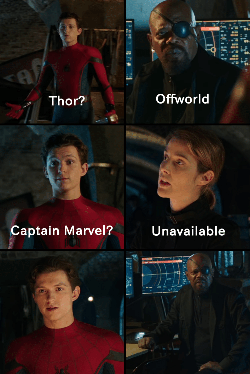 Template meme Thor Unavailable Captain Marvel Off World