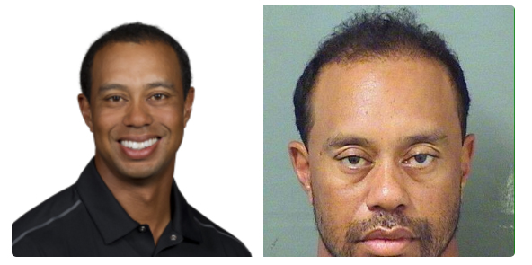 Plantilla de meme Tiger Woods Side by Side