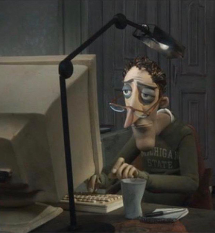 Plantilla de meme Tired dad at computer