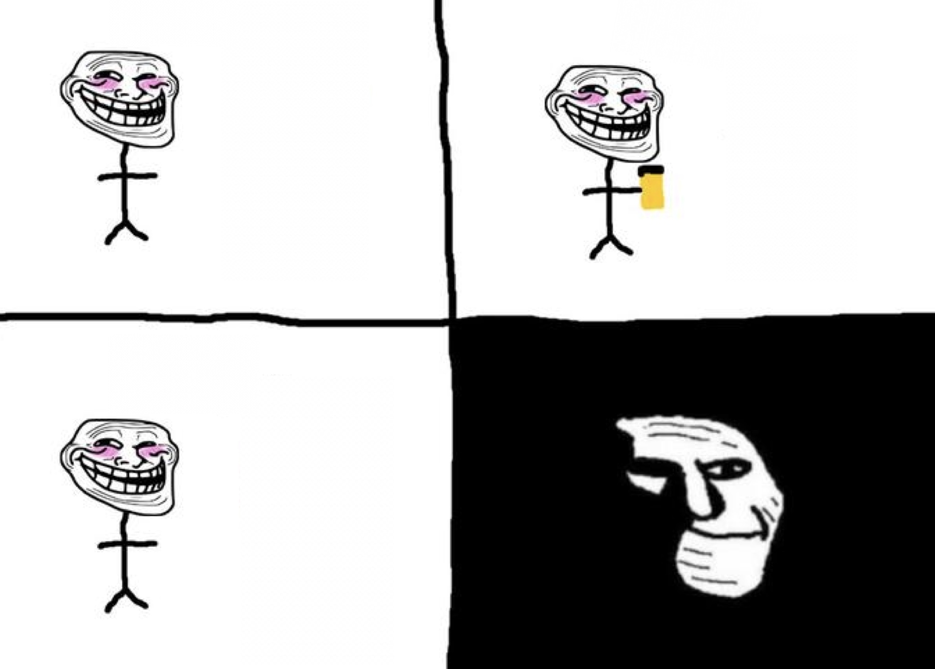 Plantilla de meme Troll face pill time