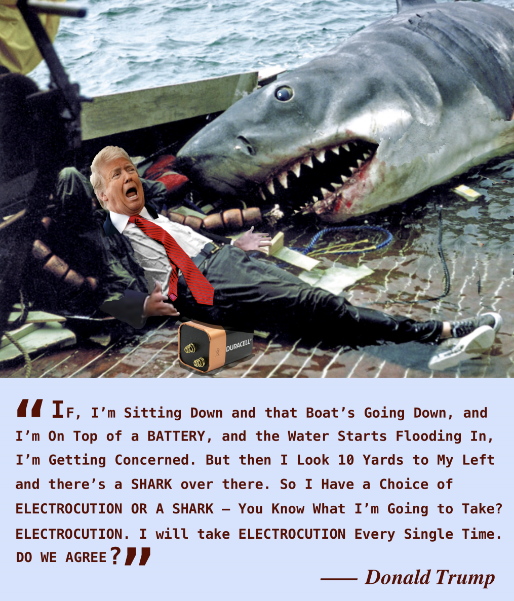 Template meme Trump Electrocution or a Shark Quote Meme
