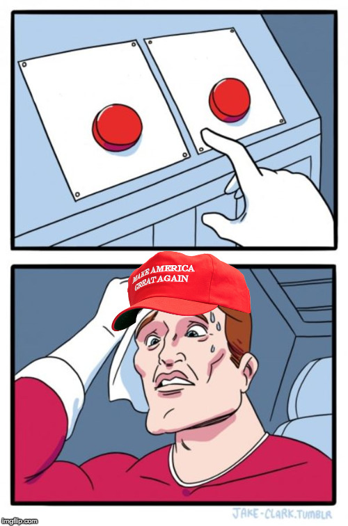 Plantilla de meme Two Button Maga Hat