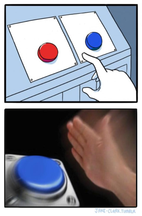 Plantilla de meme Two buttons one blue button Redux