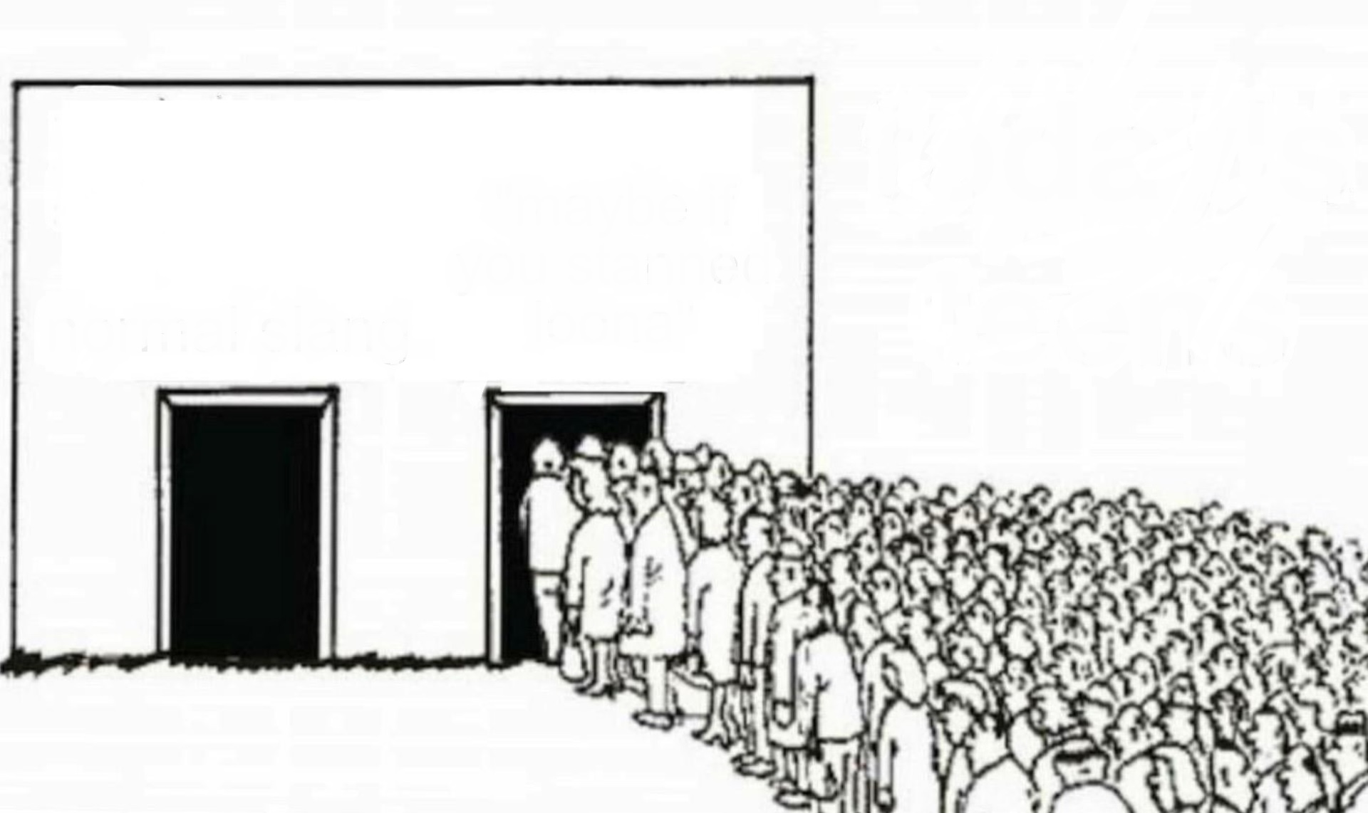 Plantilla de meme Two doors crowd