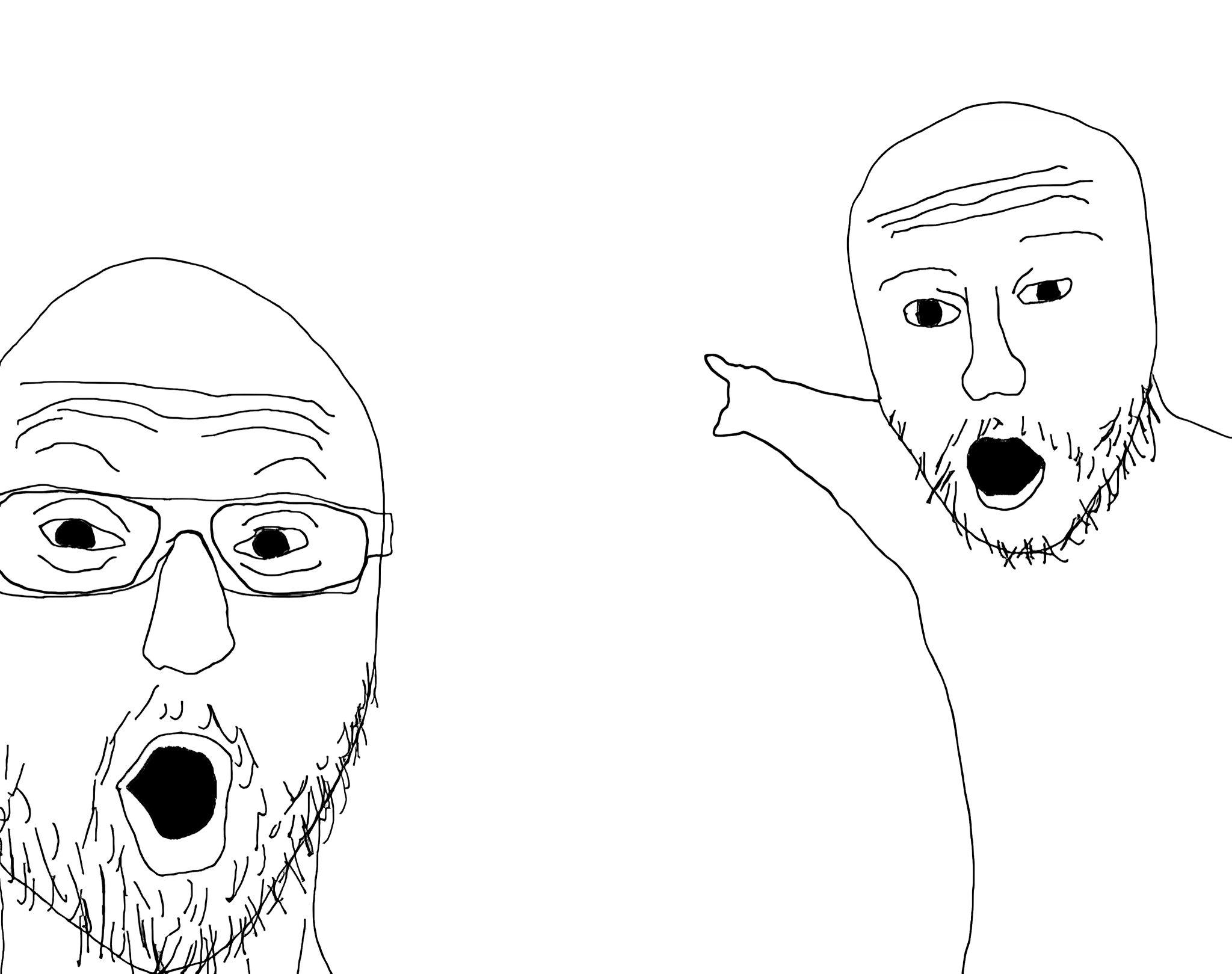 Plantilla de meme Two Soyjacks Transparent