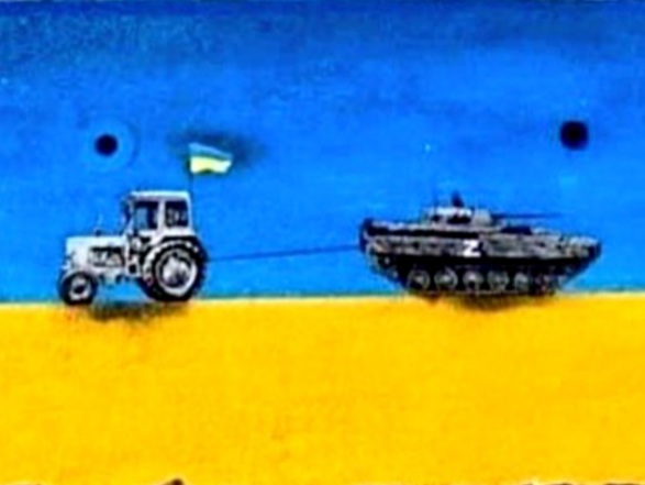 Plantilla de meme Ukraine tractor and tank