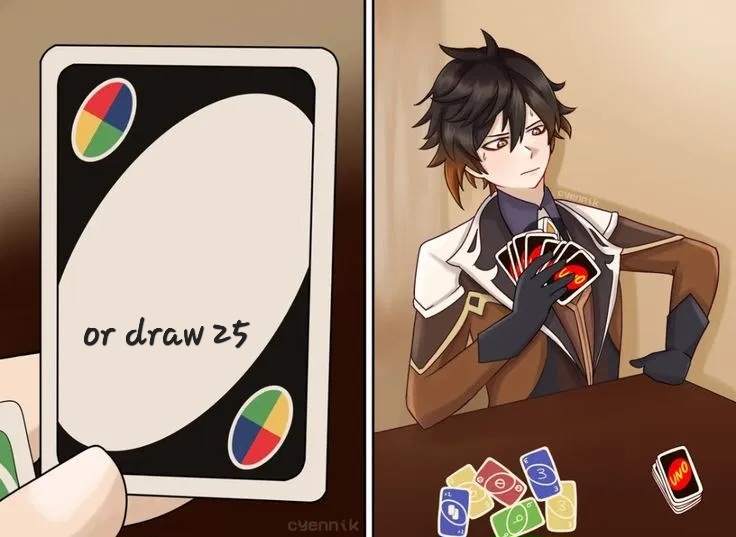 Template meme Uno Draw 25 Zhongli Version