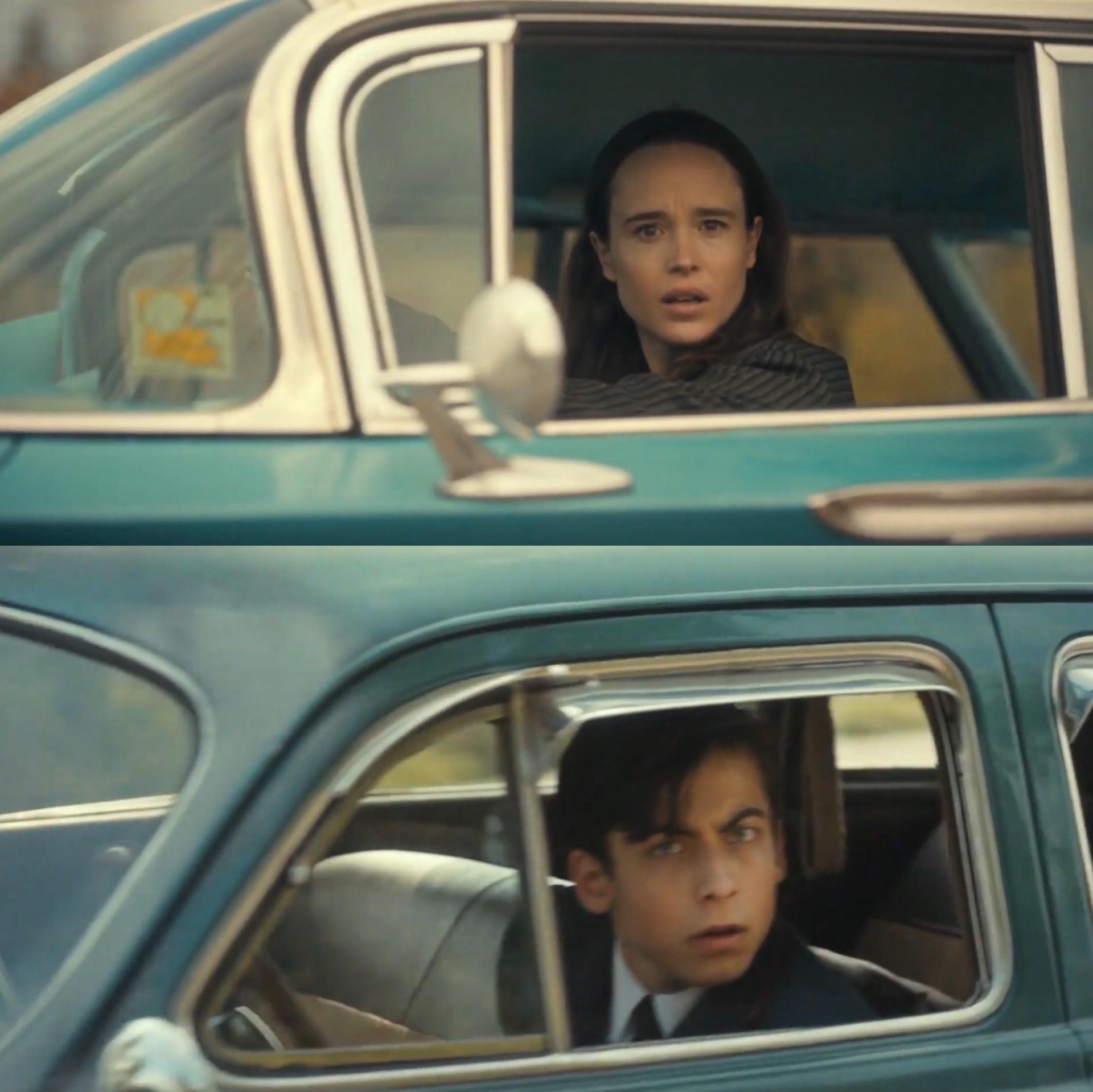Template meme Vanya and number 5 umbrella academy car meme