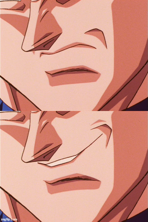 Plantilla de meme vegeta evil smile