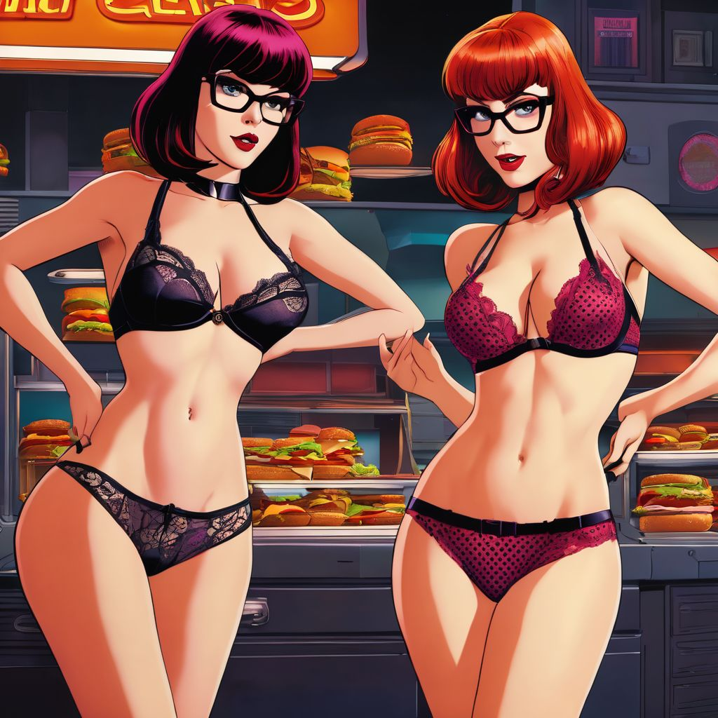Template meme VELMA AND DAPHNE LINGERIE BURGER JOINT SCOOBY DOO