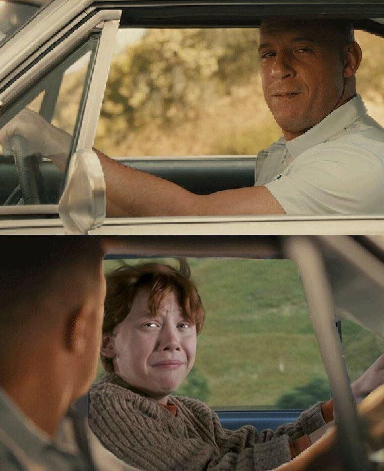 Template meme Vin Diesel Ron Weasley
