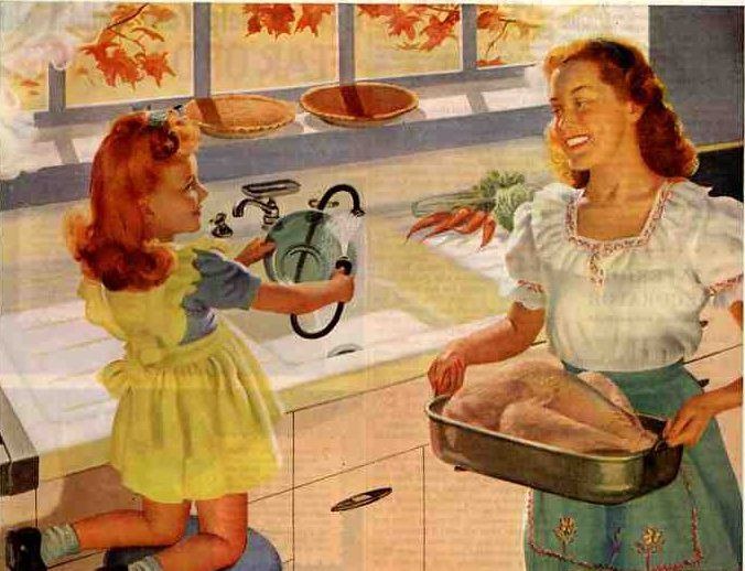 Template meme Vintage Thanksgiving Mom and Daughter