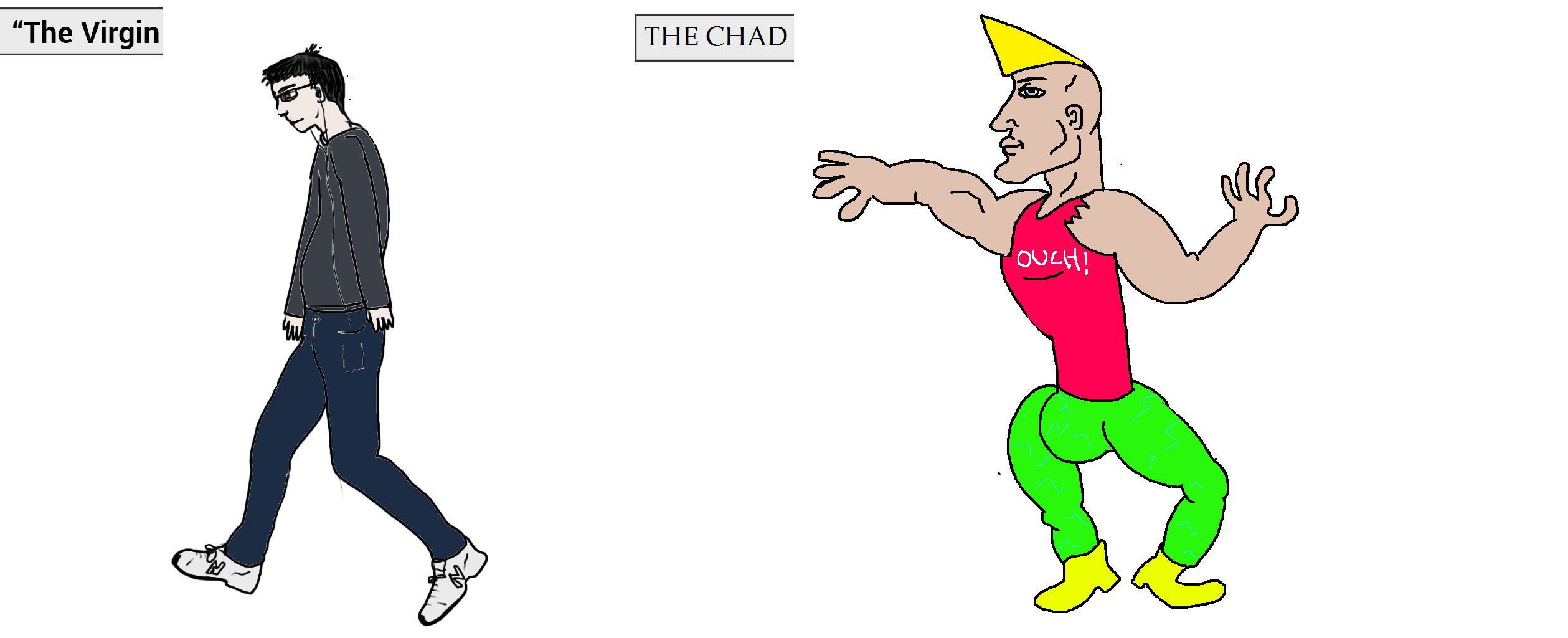 Plantilla de meme Virgin and Chad