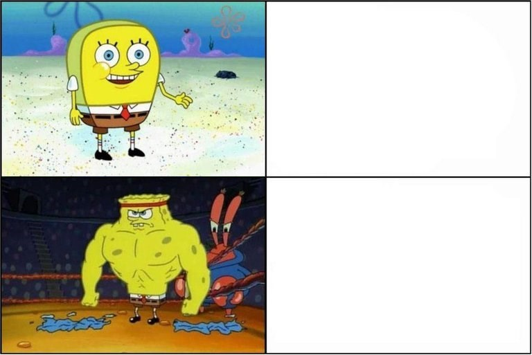 Plantilla de meme Weak vs Strong Spongebob