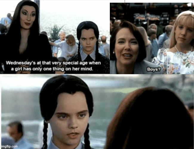 Template meme Wednesday Addams at that age