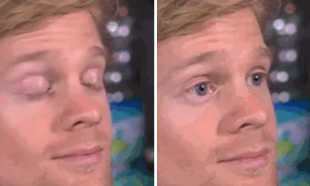 Plantilla de meme White guy blinking