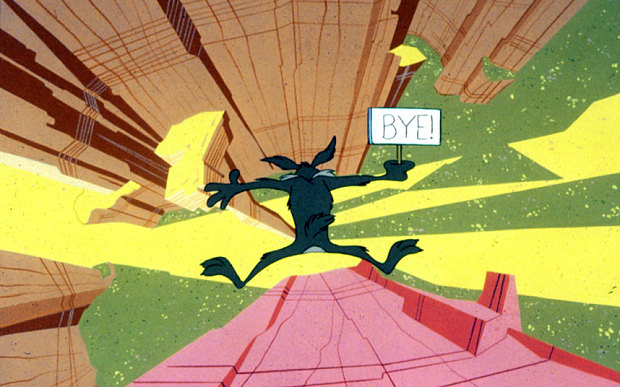 Plantilla de meme Wile E Coyote falling off of cliff