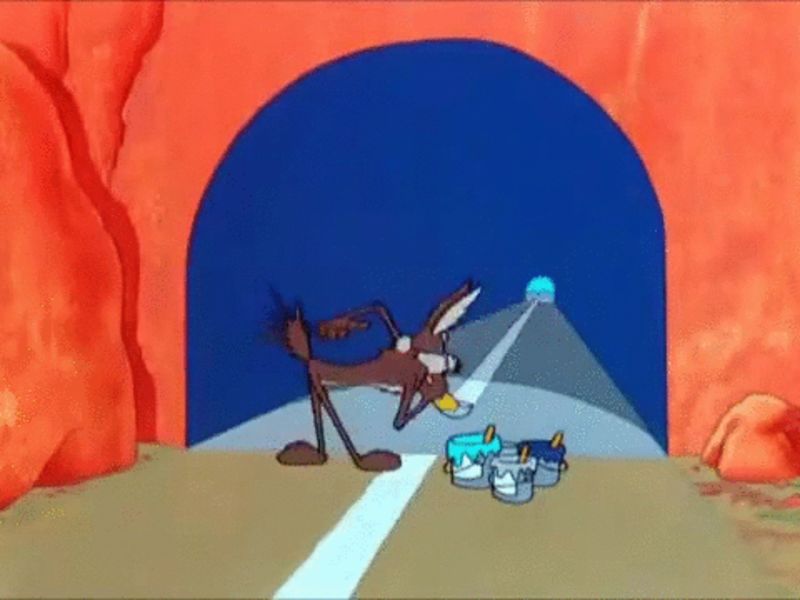 Template meme WILE E. COYOTE PAINTS A TUNNEL