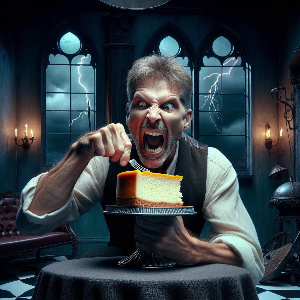 Plantilla de meme Willem Dafoe eating cheesecake aggressively