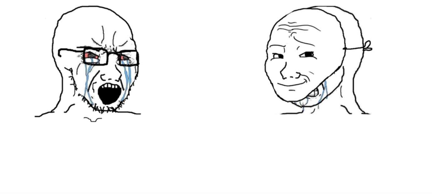 Plantilla de meme Wojak Mask Crying Vs Crying Meme