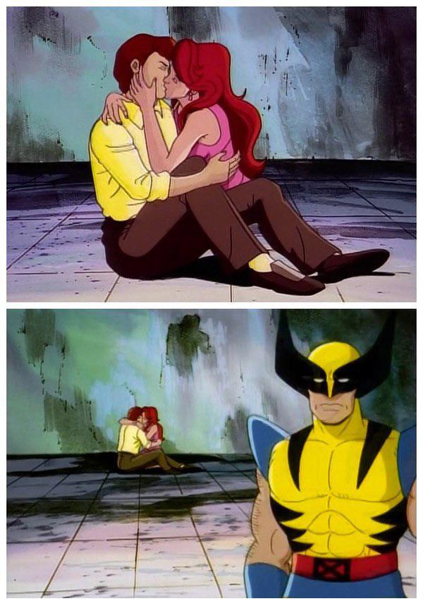 Plantilla de meme Wolverine cyclops jean