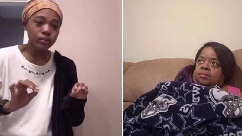Plantilla de meme Woman explaining to mom