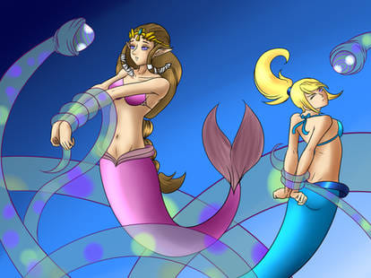 Template meme zelda and samus aran as mermaids